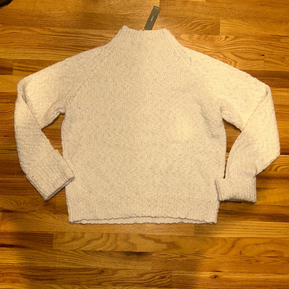 J. Crew Women’s Cuffed Mockneck Cozy Cream Knit Sweater - Picture 2 of 4
